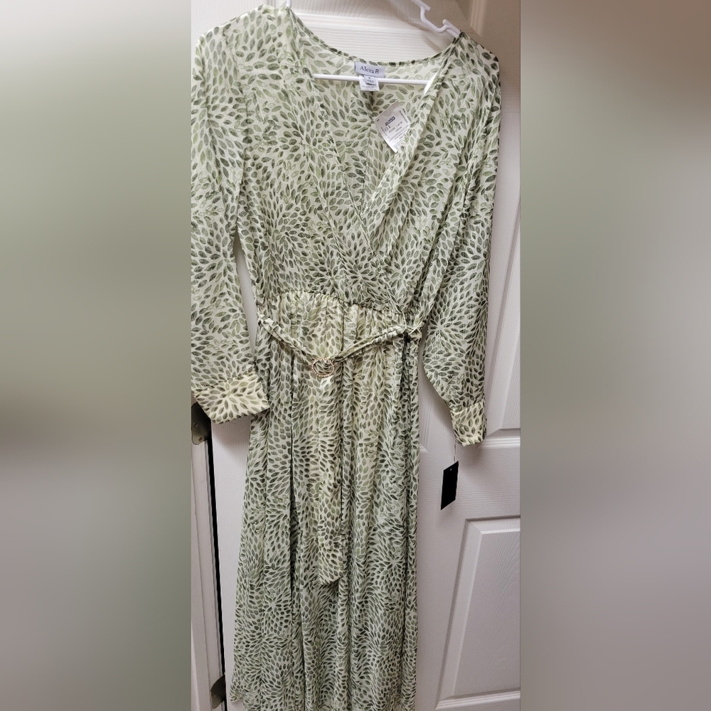 Alexa B dress, Sz 8, Green & Cream